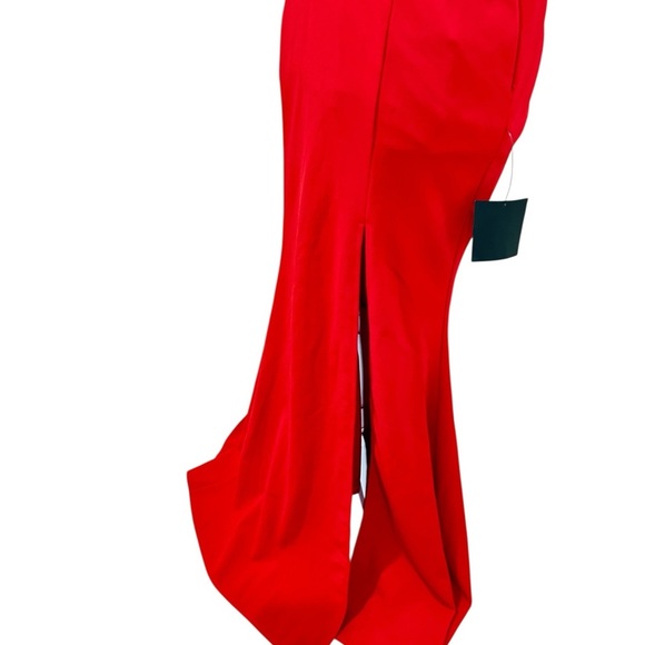 NWT Lulu's All for the Romance v neck backless high slit Red Maxi Dress small - Picture 10 of 16